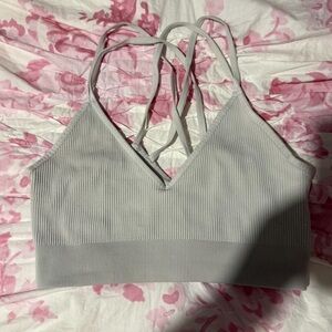 Elegant Ribbed Light Gray Bralette